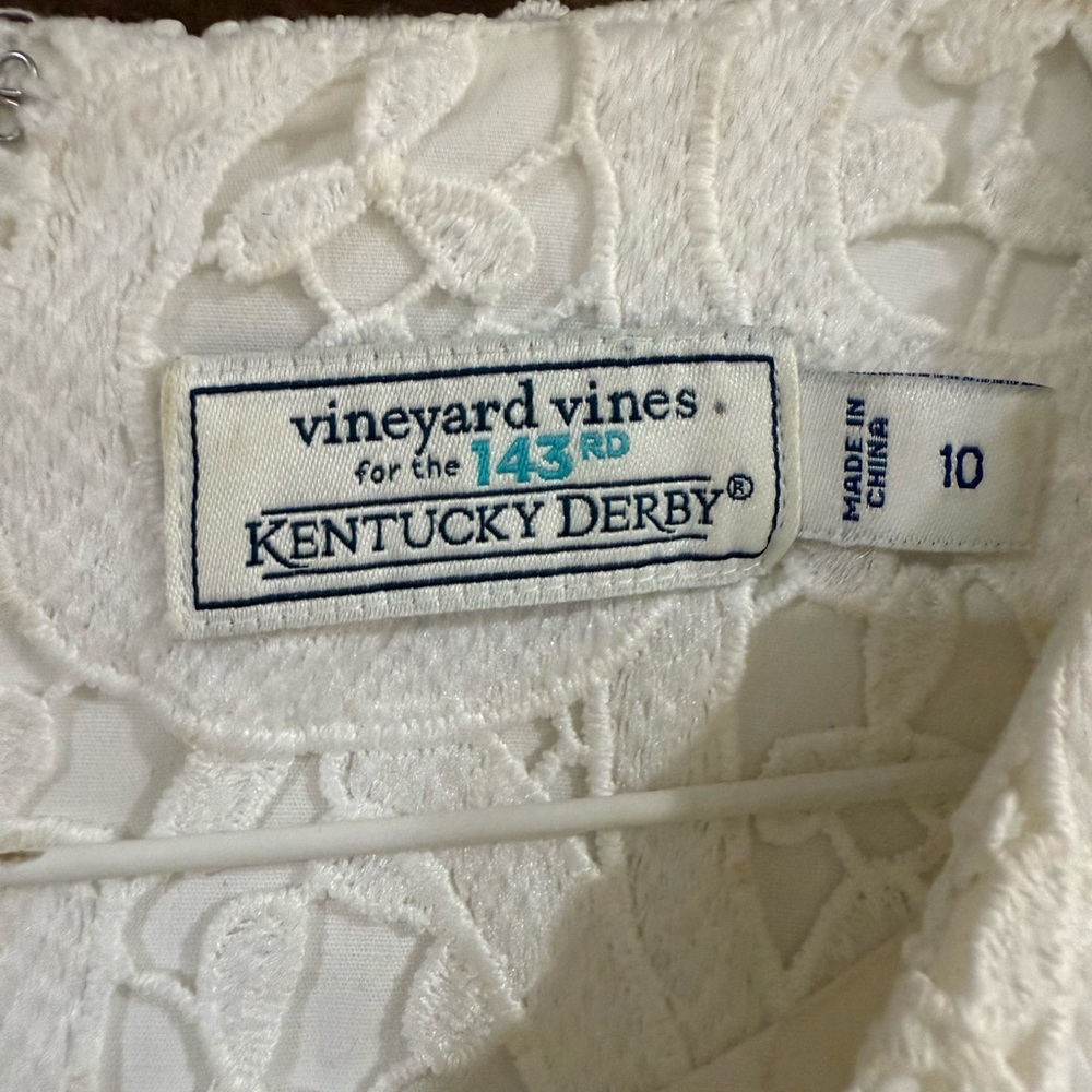 Vineyard Vines 143rd Kentucky Derby White Midi Lace Dress - Size 10 - Picture 3 of 5